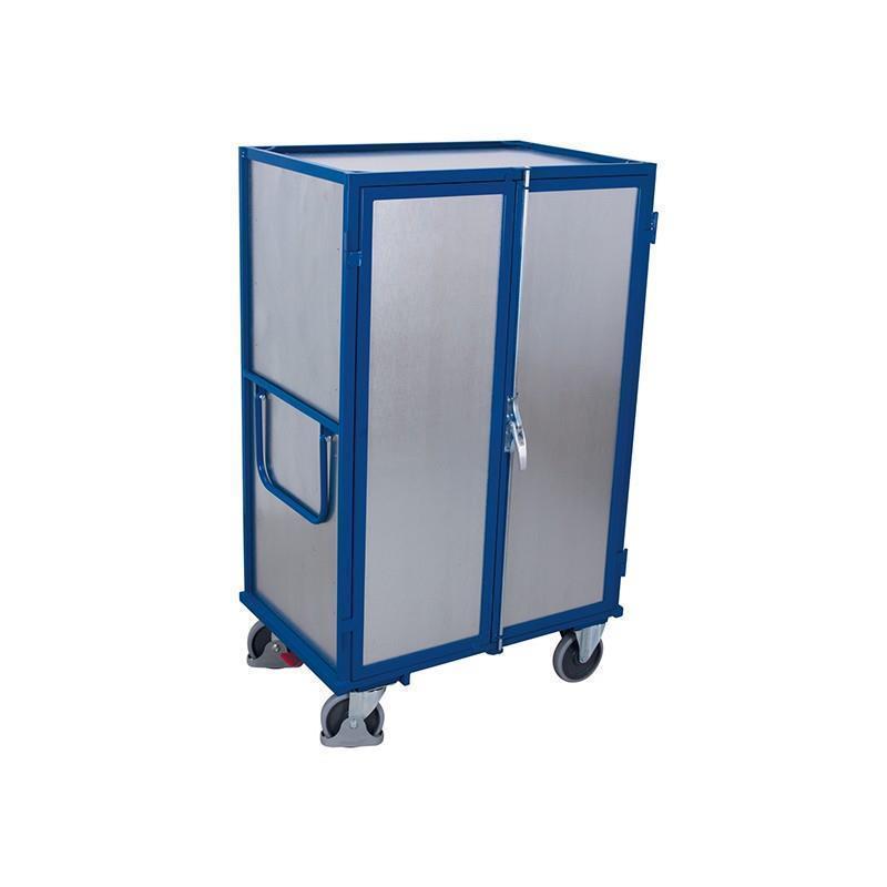 4-sided cabinet trolley with roof, doors, welded