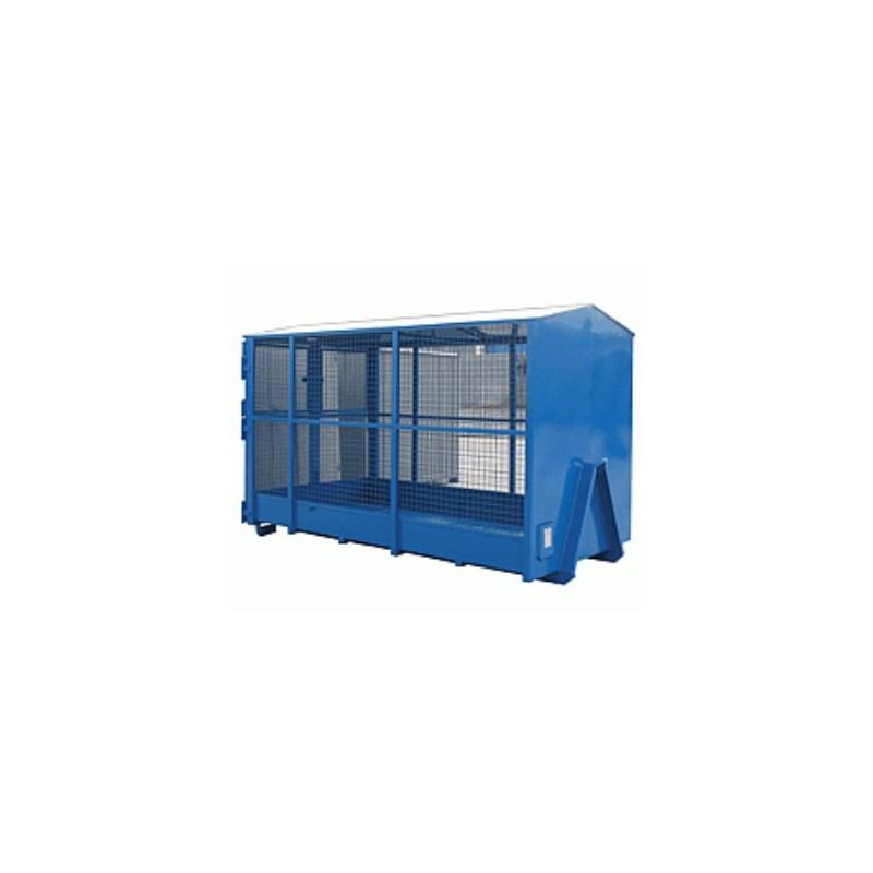 Steel container - design with gable roof - grid side panels