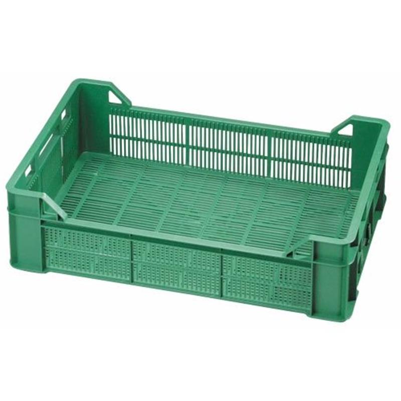 Stackable plastic transport containers