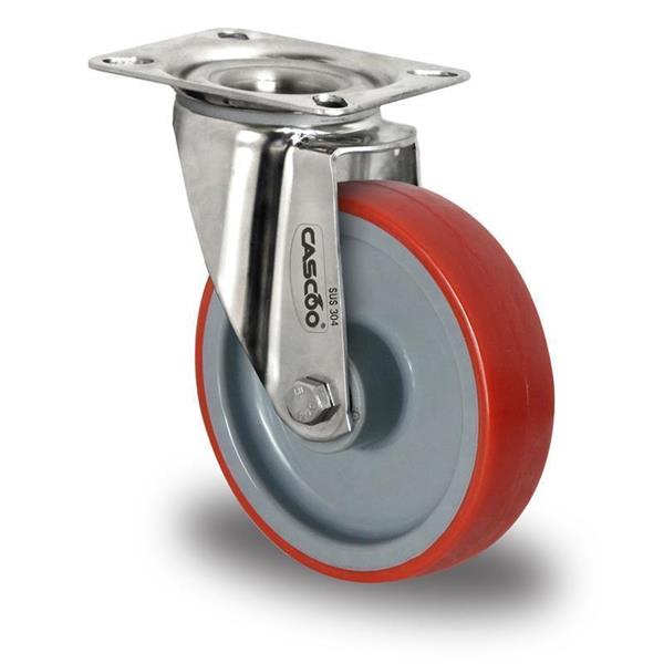 80 mm stainless steel wheel, flexible with polyurethane wheel