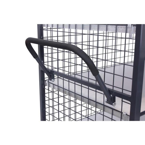 ESD 3-sided mesh trolley with roof and 5 shelves