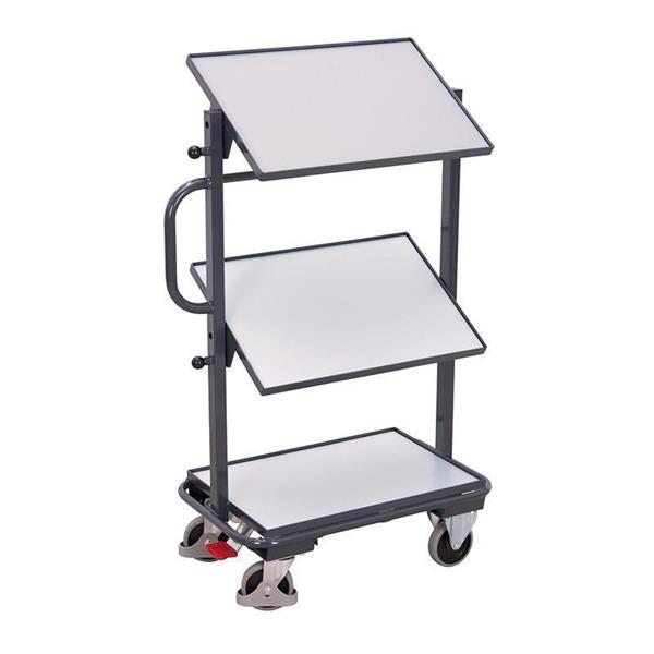 ESD trolley for Euro boxes with 3 tilting shelves