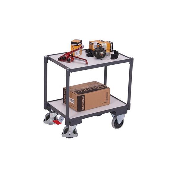 ESD trolley for Euro boxes with 2 shelves, 10 mm edge