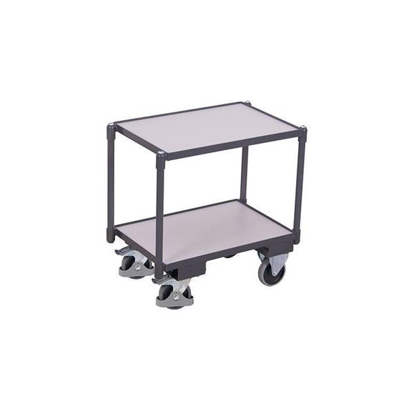 ESD trolley for Euro boxes with 2 shelves, 10 mm edge