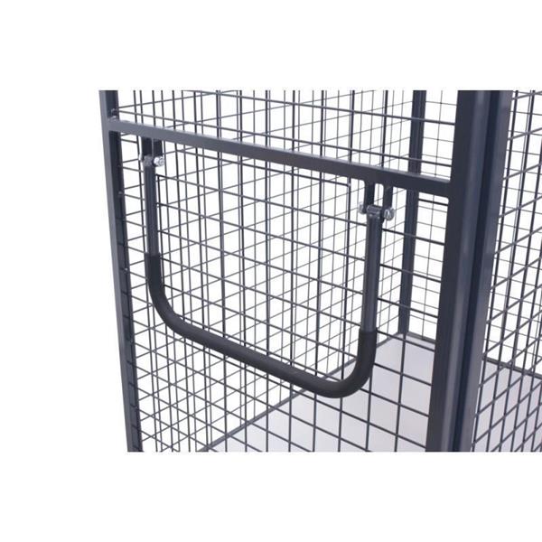 ESD lockable 4-sided mesh trolley with roof, doors and 5 shelves