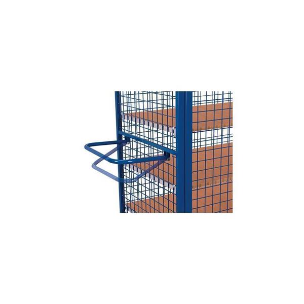 Lockable mesh trolley with roof, doors and 5 shelves, welded