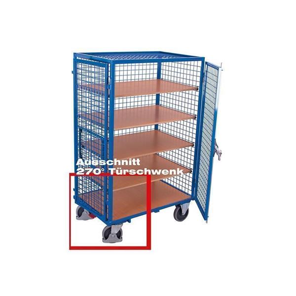 4-sided mesh trolley with roof, doors and 5 shelves, welded