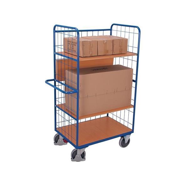 Mesh cart with 4 shelves, version with 3 folding shelves