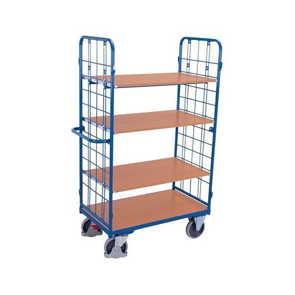 2-sided mesh trolley with 4 shelves, high version