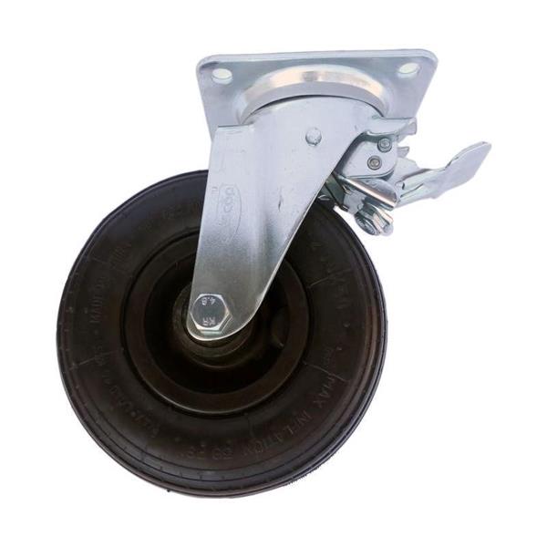 200 mm flexible transport pneumatic wheel with brake for catering trolleys and roller bearing