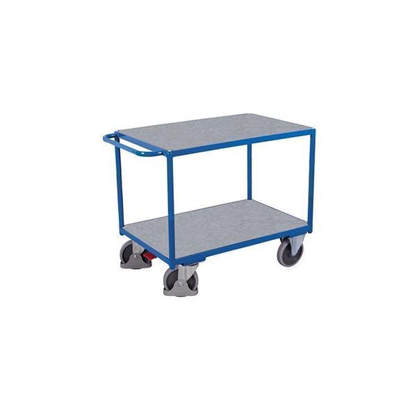 Heavy duty trolley with 2 shelves made of galvanized sheet metal