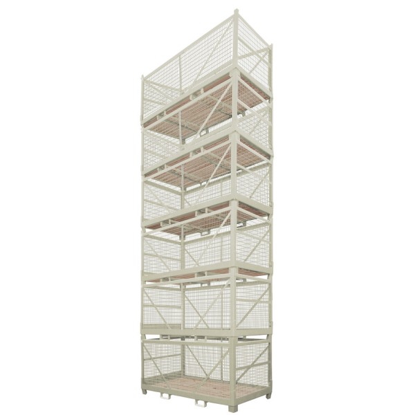 Logistics mesh container with wooden bottom