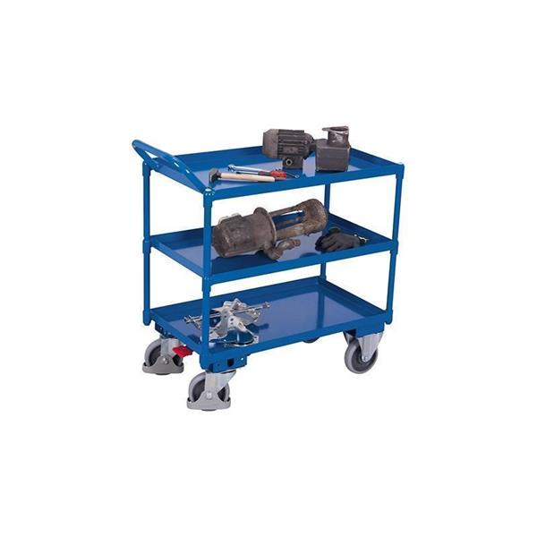 Table trolley with 3 metal shelves and vertical handle