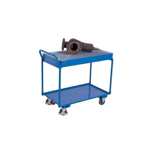 Table trolley with 2 metal shelves and tray