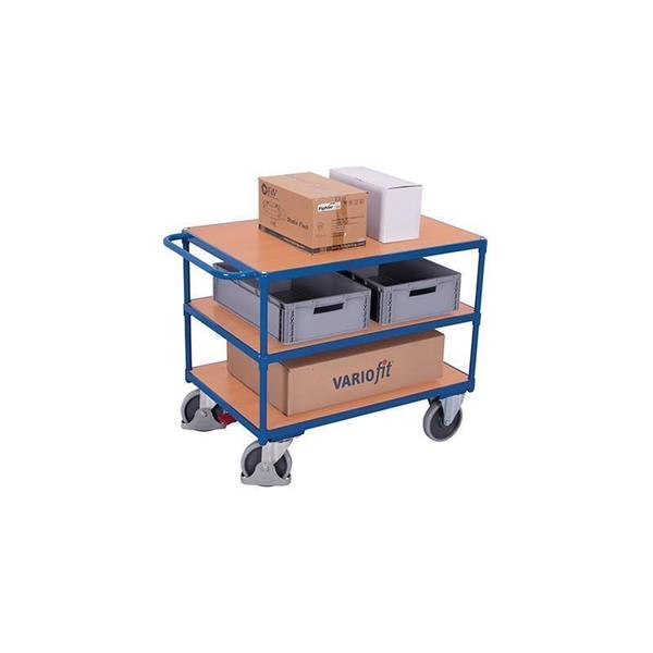 Table trolley for heavy loads with 3 shelves