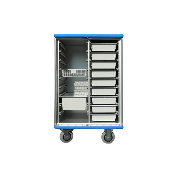 Cabinet on wheels for folding and transport