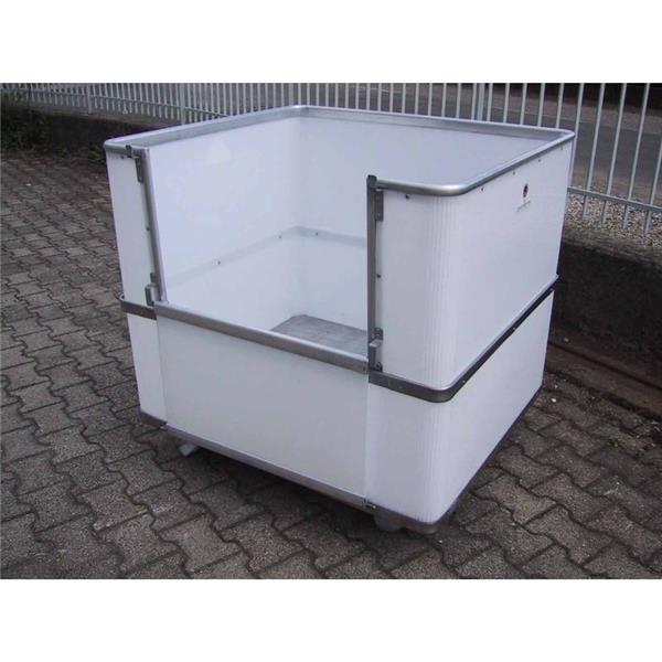 Plastic box trolley with folding side for storage