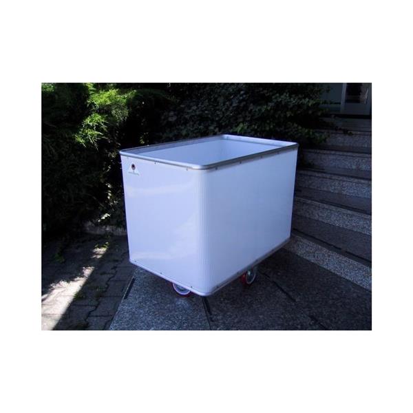 Plastic box trolley for laundries, hotels or industry (solid sides)