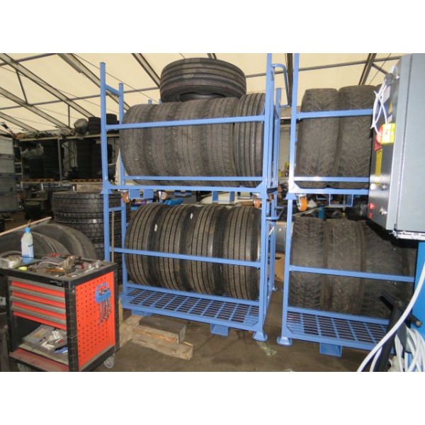 Mobile truck tire rack