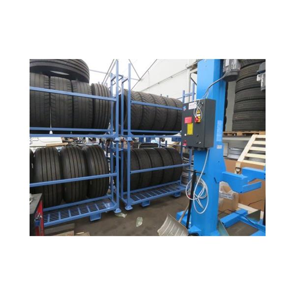 Mobile truck tire rack