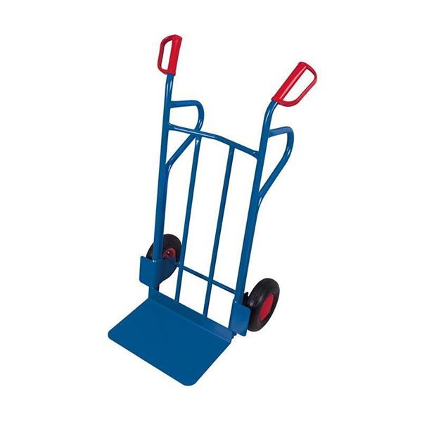 Hand trolley with large loading shovel and backrest