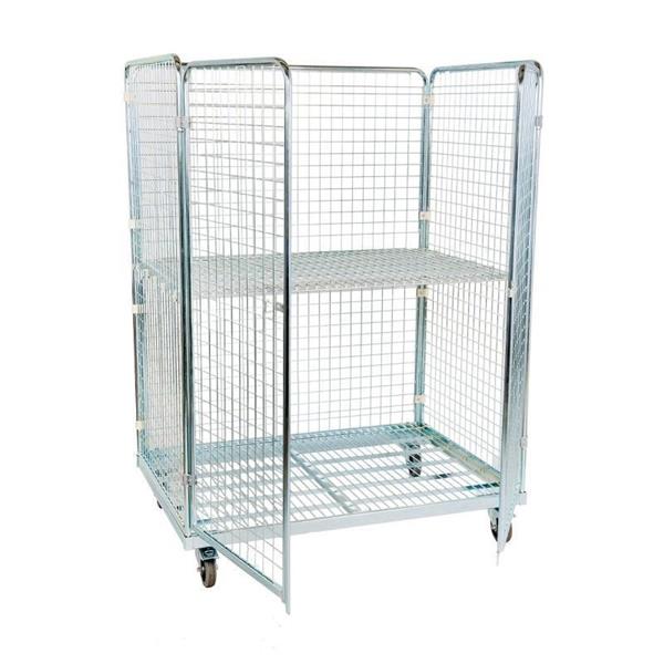 Wheeled container with mesh fence