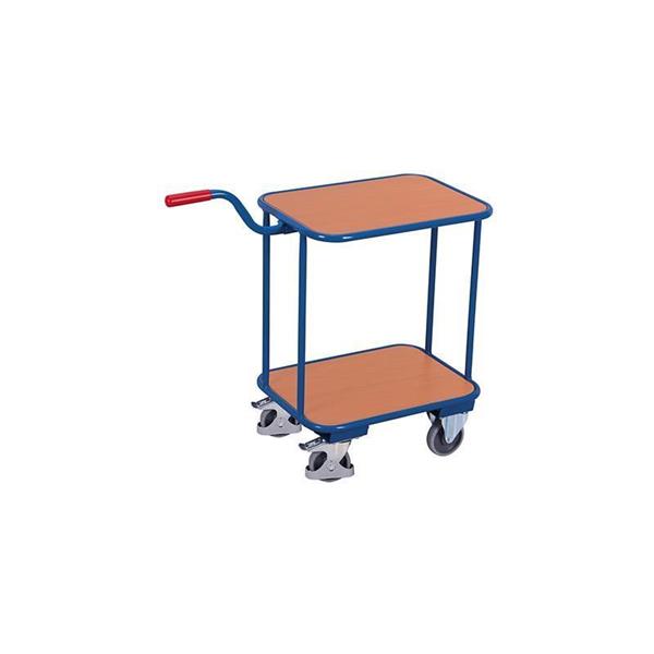 Welded euro box trolley with 2 shelves and brake pedal