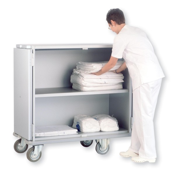 Laundry trolley with shelves - fixed shelves