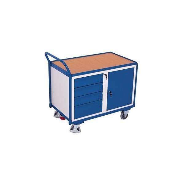 Workshop trolley with 1 shelf, lockable storage