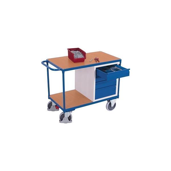 Workshop trolley with 2 shelves, lockable storage