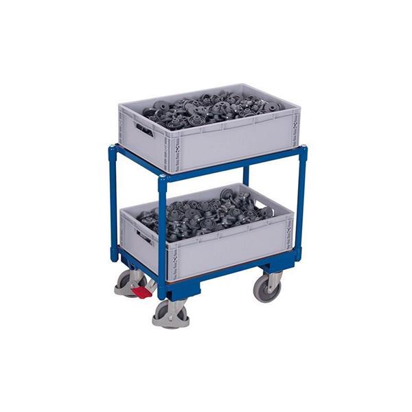 Euro box trolley with 2 shelves and brake pedal