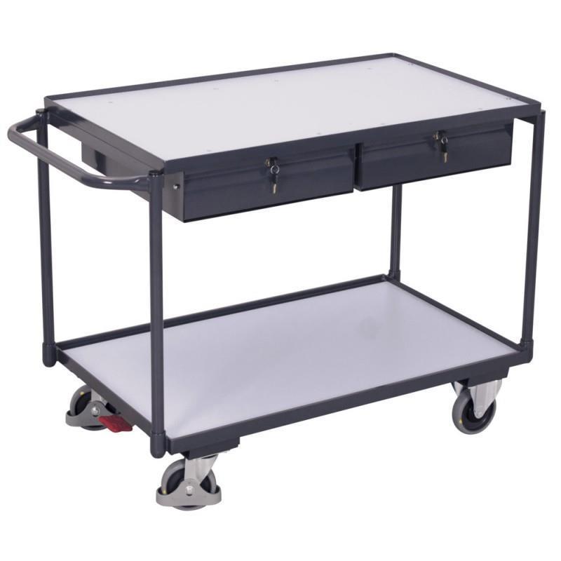 ESD table trolley with 2 shelves and 2 drawers