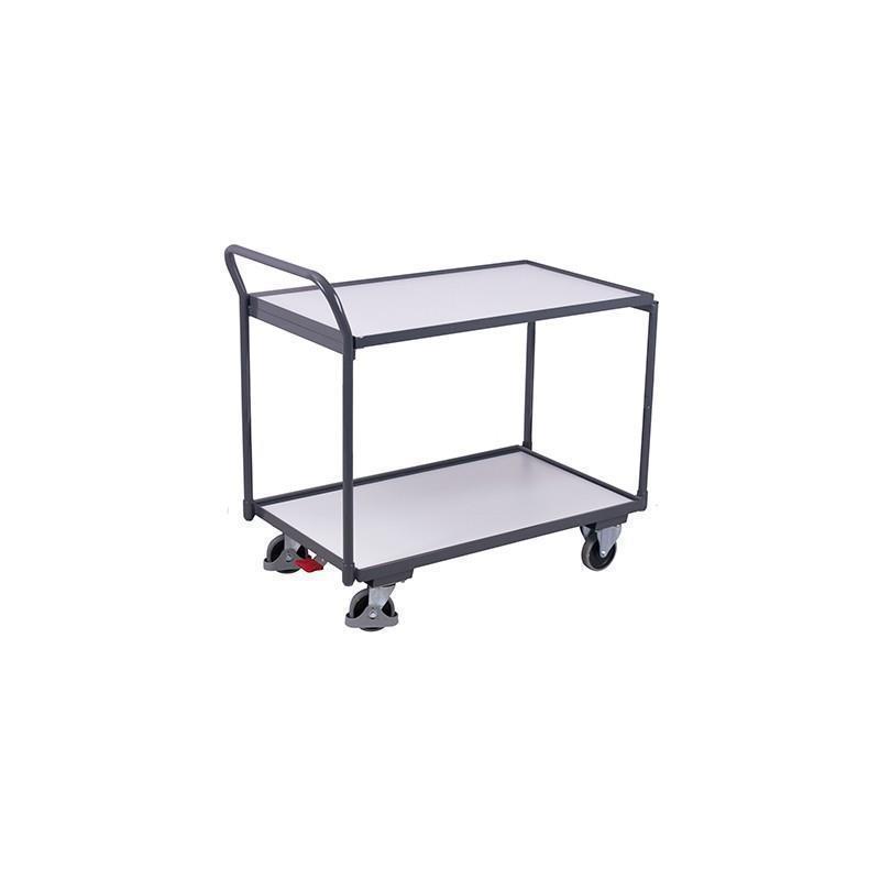 ESD table trolley with 2 shelves, vertical handle