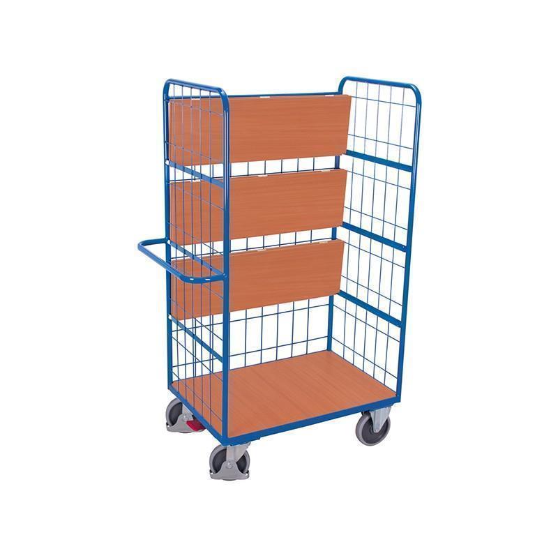 Mesh cart with 4 shelves, version with 3 folding shelves