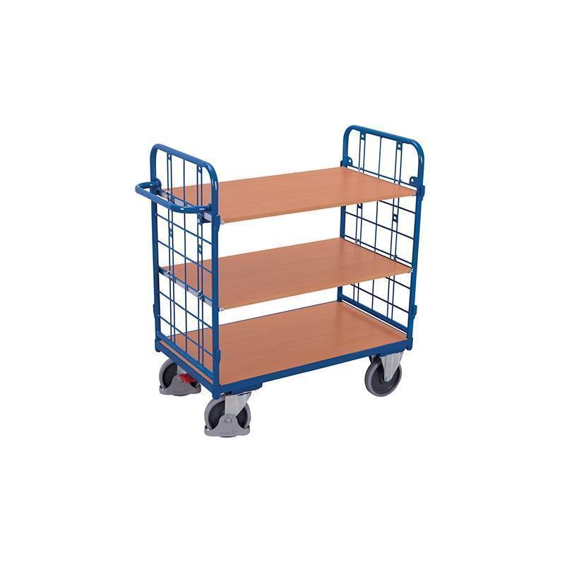 2-sided mesh trolley with 3 shelves, low version