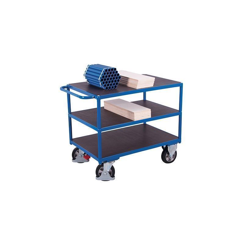 Heavy duty trolley with 3 shelves and anti-slip protection