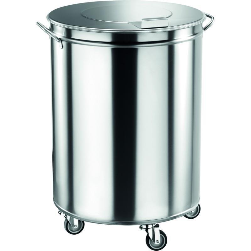 Stainless steel waste bin with wheels