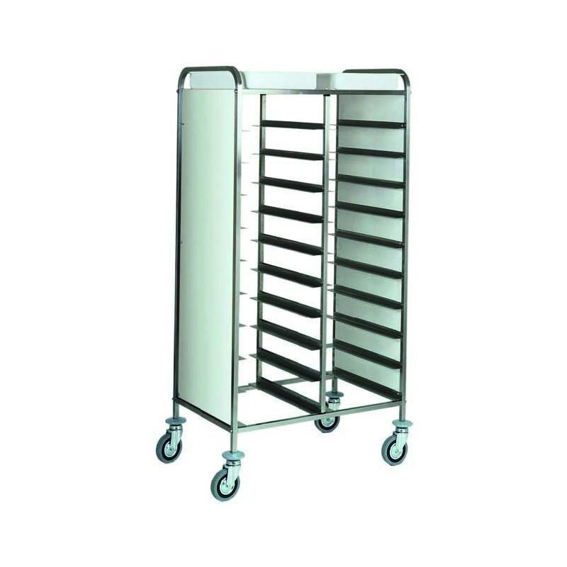 Stainless steel tray trolley on wheels