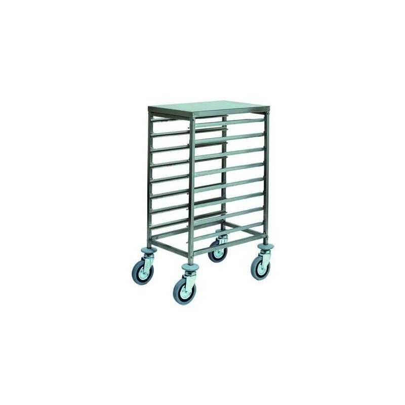 Dining cart made of stainless steel for trays