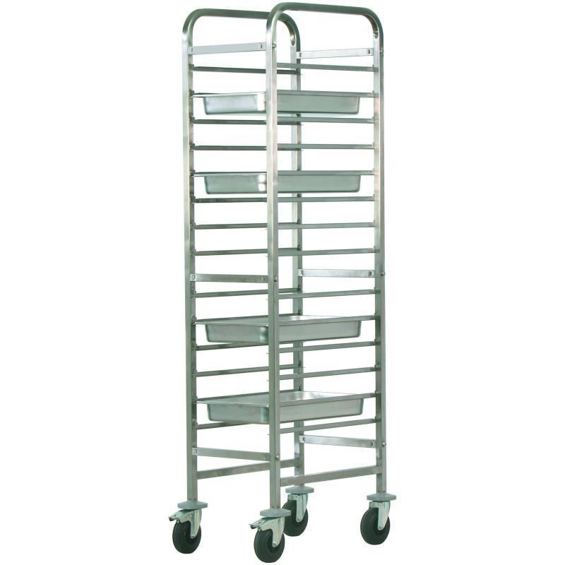 Trolley for stainless steel trays