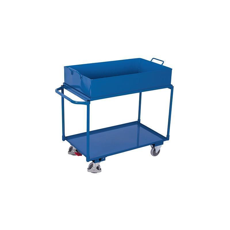 Table trolley with 2 metal shelves and tray