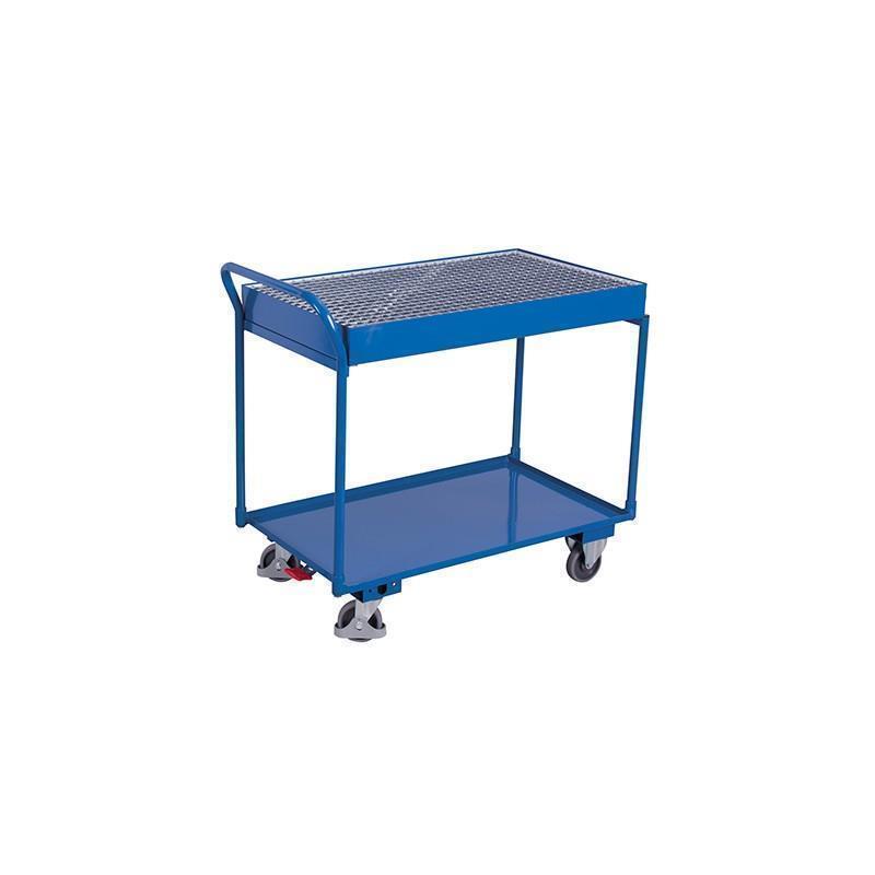 Table trolley with 2 metal shelves and tray