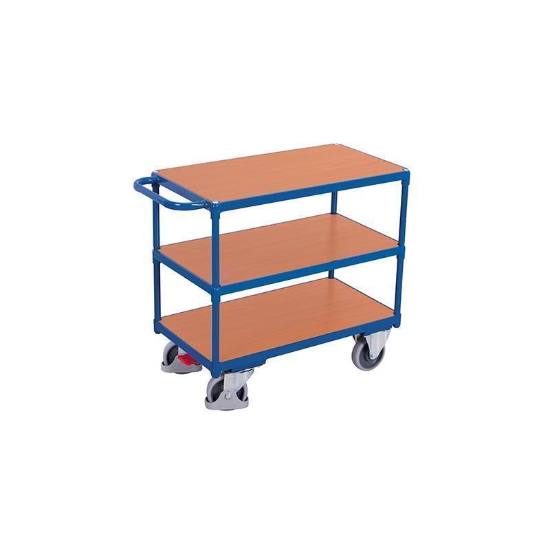 Table trolley for heavy loads with 3 shelves