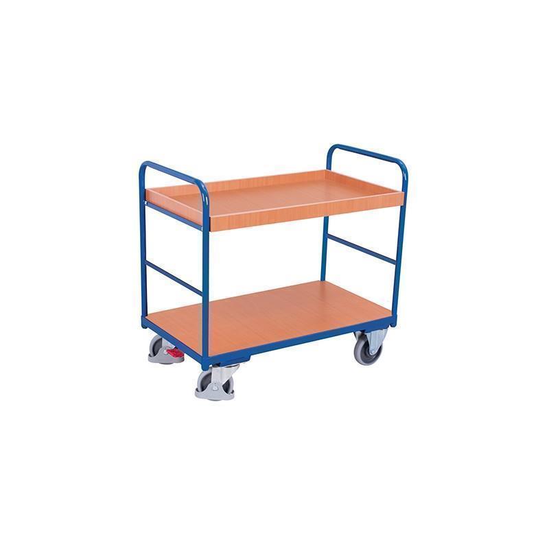 Assembly cart with 2 shelves, version with tray