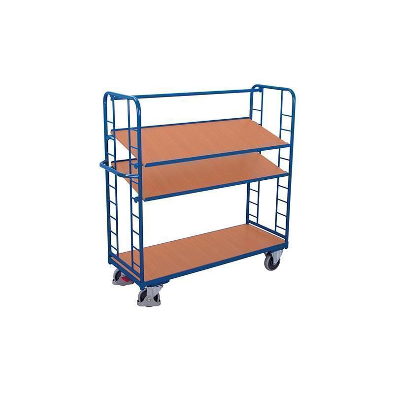 Level trolley with 3 tilt shelves