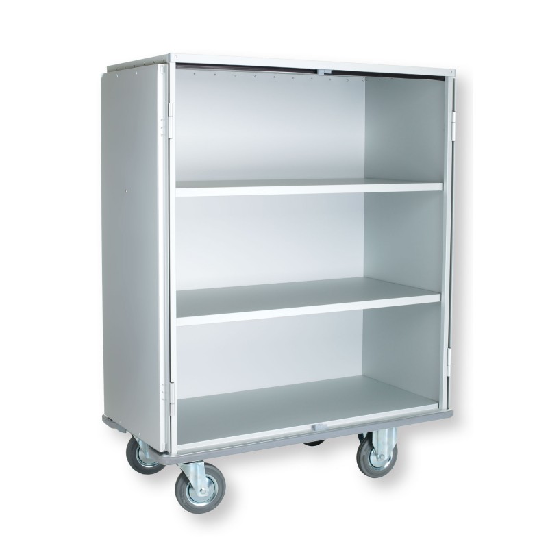 Cabinet trolleys for transporting plastic crates