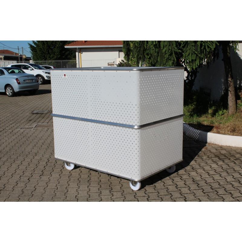 Plastic box trolley for laundries, hotels or industry (perforated)