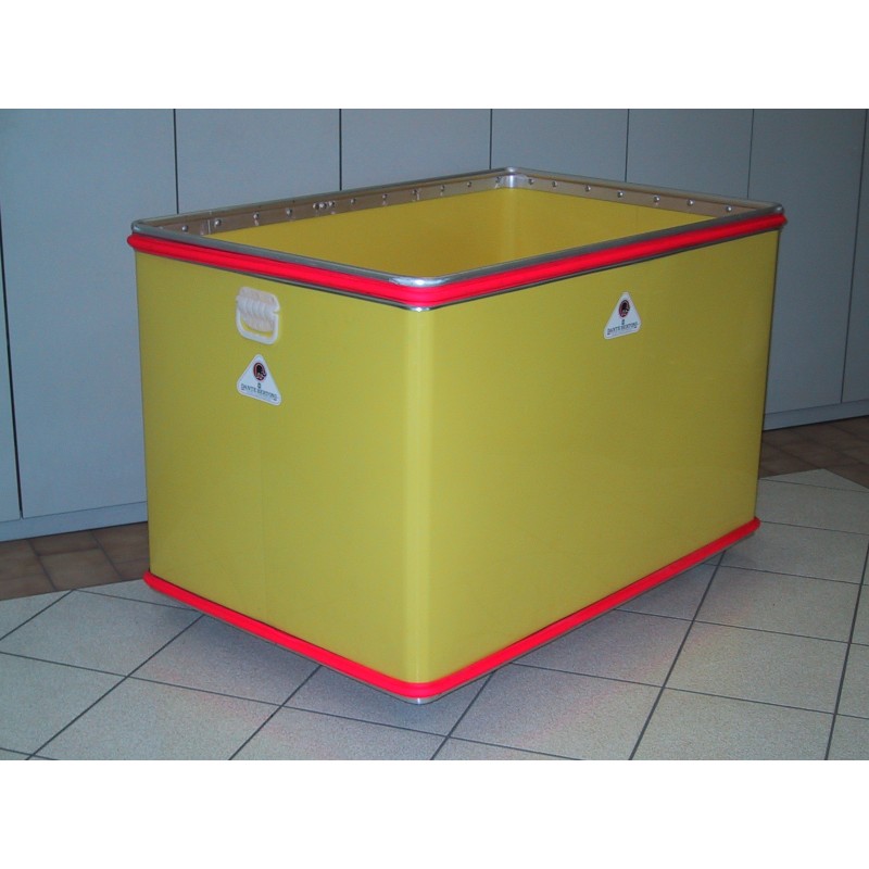 Plastic box trolley for laundries, hotels or industry (solid sides)