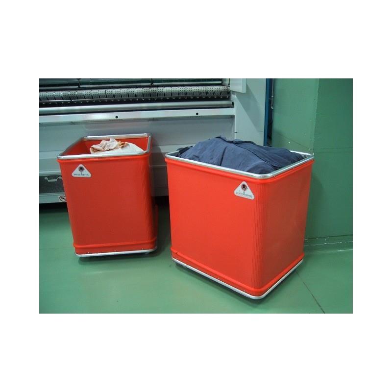 Plastic box trolley for laundries, hotels or industry (solid sides)