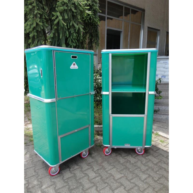 Plastic laundry trolley with non-toxic polyethylene housing